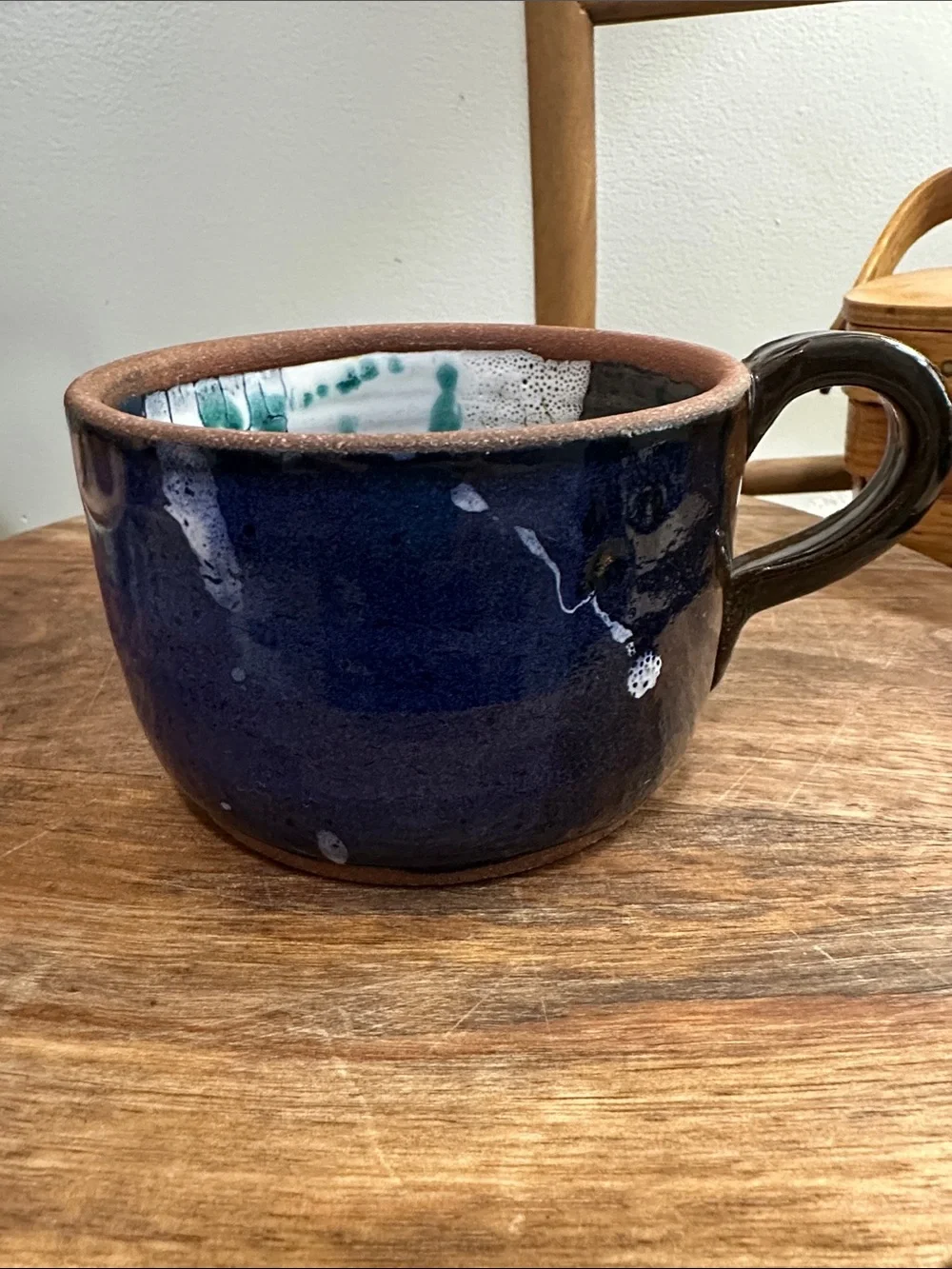 Handmade Art Pottery Mug Vented Lidded Coffee Tea Artist Signed